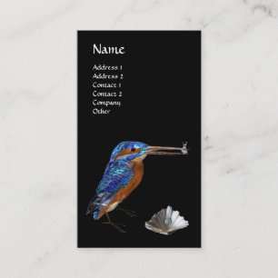 Carte De Visite MONOGRAMME KINGFISHER, Bleu électrique, Noir