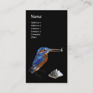 Carte De Visite MONOGRAMME KINGFISHER, Bleu électrique, Noir, Perl