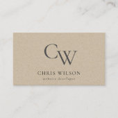 Carte De Visite Monogramme Kraft simple minimal initial (Devant)