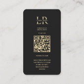 Carte De Visite Monogramme L Floral Black Gold (Dos)