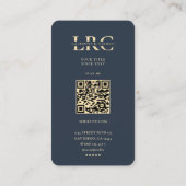 Carte De Visite Monogramme L Logo Bleu foncé Élégant Moderne (Dos)