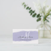 Carte De Visite Monogramme Lavender Purple Script Professionnel (Debout devant)