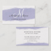 Carte De Visite Monogramme Lavender Purple Script Professionnel (Devant / Derrière)