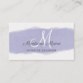 Carte De Visite Monogramme Lavender Purple Script Professionnel (Devant)