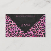 Carte De Visite Monogramme léopard noir et rose fluo imprimé (Dos)