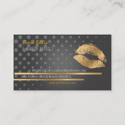 Carte De Visite Monogramme, lèvres en or (Dos)