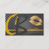 Carte De Visite Monogramme, lèvres en or (Devant)