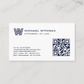 CARTE DE VISITE MONOGRAMME LIGNE BLEUE  QR AVOCAT EXPERT-COMPTABLE (Devant)