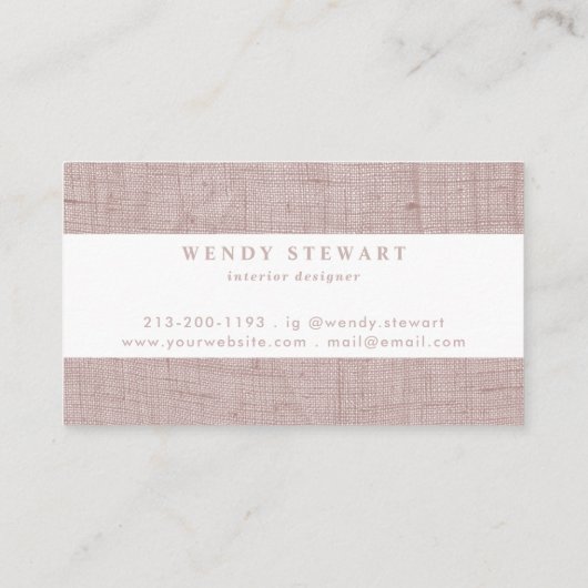 Carte De Visite Monogramme Linge Linge Texture Simple Moderne (Dos)