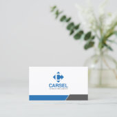 Carte De Visite Monogramme logo professionnel gris bleu (Debout devant)