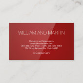 Carte De Visite Monogramme | Luminosité rouge moderne (Dos)