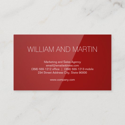 Carte De Visite Monogramme | Luminosité rouge moderne (Dos)