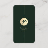 Carte De Visite Monogramme Luxe de style manuscrit vert foncé mode (Devant)