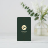 Carte De Visite Monogramme Luxe de style manuscrit vert foncé mode (Debout devant)