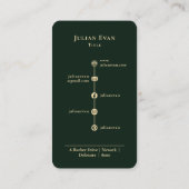 Carte De Visite Monogramme Luxe de style manuscrit vert foncé mode (Dos)