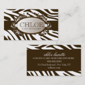 Carte De Visite Monogramme luxueusement blanc de zèbre du chocolat (Devant / Derrière)