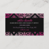 Carte De Visite Monogramme luxueusement rose de la damassé 311 (Dos)