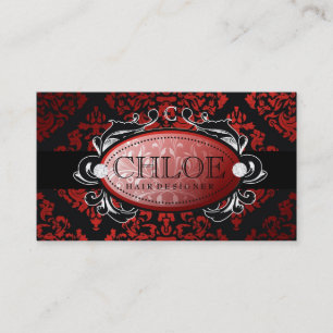 Carte De Visite Monogramme luxueusement rouge de damassé de la