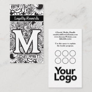 Carte De Visite Monogramme M Floral Black and White Company Logo