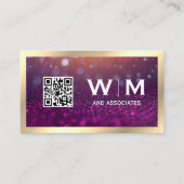 Carte De Visite Monogramme | Magenta Bokeh | CODE QR (Devant)