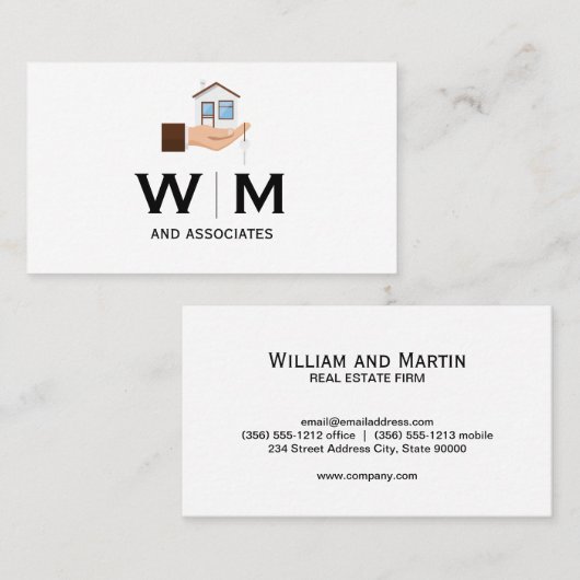 Carte De Visite Monogramme | Maison de portefeuille (Devant / Derrière)