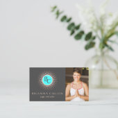 Carte De Visite Monogramme Mandala Yoga Logo, Ajouter Photo (Debout devant)