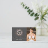 Carte De Visite Monogramme Mandala Yoga Logo, Ajouter Photo (Debout devant)