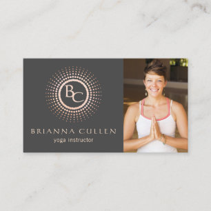 Carte De Visite Monogramme Mandala Yoga Logo, Ajouter Photo