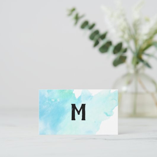 Carte De Visite Monogramme manuscrit | Aquarelle (Debout devant)