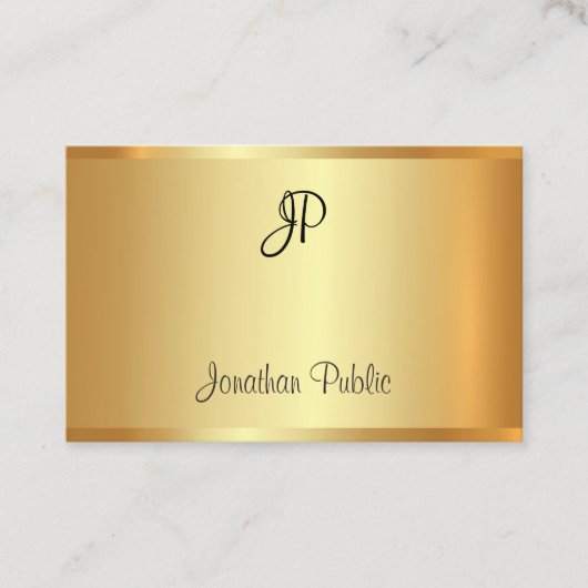Carte De Visite Monogramme manuscrit Faux Gold Professional Modern (Devant)