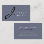 Carte De Visite Monogramme maquillage Artiste Gris Arrière - plan (Devant / Derrière)