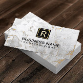 Carte De Visite Monogramme Marbre blanc moderne