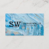 Carte De Visite Monogramme | Marbre bleu (Devant)