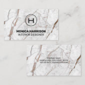Carte De Visite Monogramme | Marbre de luxe (Devant / Derrière)