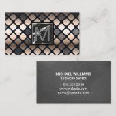Carte De Visite Monogramme | Marbre | Motif métallique de luxe (Devant / Derrière)