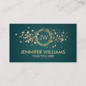 Carte De Visite Monogramme - marbre rose et plaquette or (Devant)