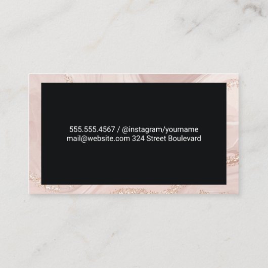 Carte De Visite Monogramme | Marbre rose or (Dos)