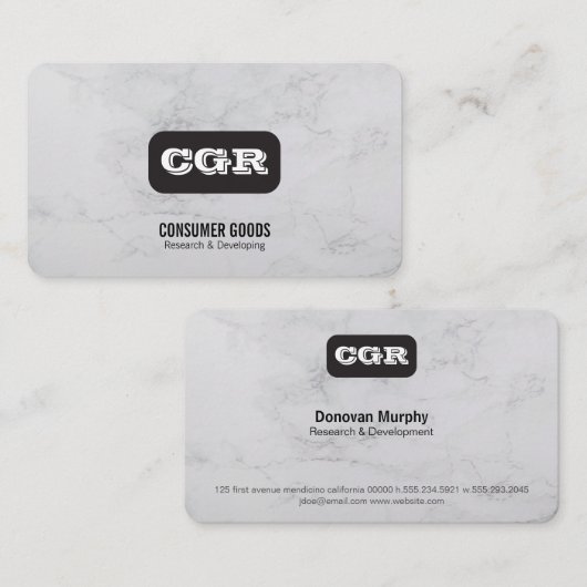 Carte De Visite Monogramme | Marbre | Simple (Devant / Derrière)