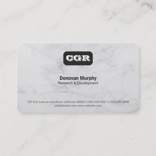 Carte De Visite Monogramme | Marbre | Simple (Dos)