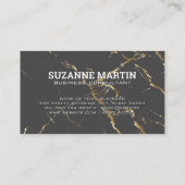 Carte De Visite Monogramme | Marbre Turquoise gris or (Dos)