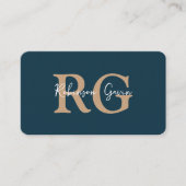 Carte De Visite Monogramme marine bleu QR Code minimal (Devant)