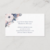 Carte De Visite Monogramme Marine bleu rose floral femmes (Dos)