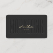 Carte De Visite Monogramme Marketing Black Gold Professional (Devant)