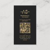 Carte De Visite Monogramme marketing moderne Noir professionnel (Dos)