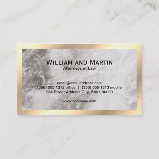 Carte De Visite Monogramme | Marque bordure or Executive (Dos)