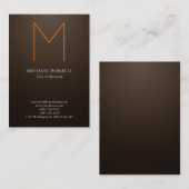 Carte De Visite Monogramme marron SEPİA moderne tendance (Devant / Derrière)