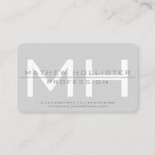 Carte De Visite Monogramme masculin, affaires grises (Devant)