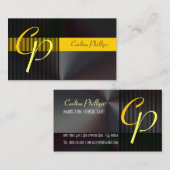 Carte De Visite Monogramme Masculin en acier brossé (Devant / Derrière)