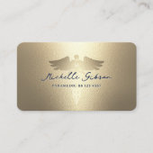 Carte De Visite Monogramme Médicale moderne Caduceus Blue Gold (Devant)