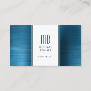 Carte De Visite Monogramme Mer Bleu Brown Métallurique Consultan
